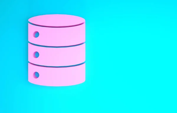 Pink Server, Dados, Ícone de hospedagem web isolado em fundo azul. Conceito de minimalismo. 3D ilustração 3D render — Fotografia de Stock