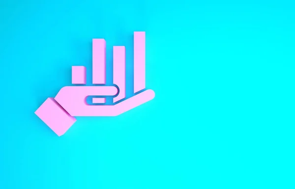Icono de infografía gráfico de pastel rosa aislado sobre fondo azul. Signo de diagrama gráfico. Concepto minimalista. 3D ilustración 3D render —  Fotos de Stock