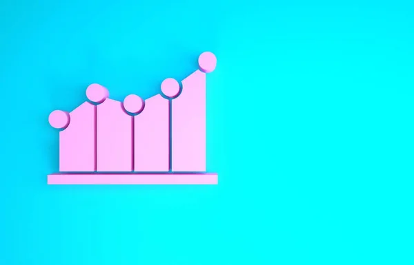 Pink Pie Diagramm Infografik Symbol isoliert auf blauem Hintergrund. Diagrammdiagramm-Zeichen. Minimalismus-Konzept. 3D Illustration 3D Renderer — Stockfoto