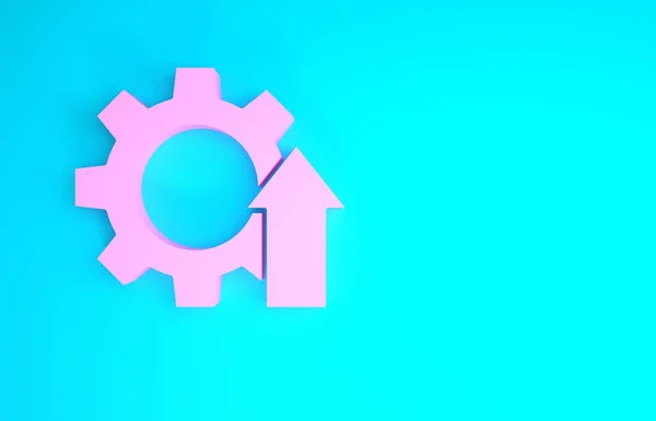 Pink Arrow wzrostu narzędzi biznesowych ikona odizolowany na niebieskim tle. Ikona produktywności. Koncepcja minimalizmu. Ilustracja 3D 3D renderowania — Zdjęcie stockowe