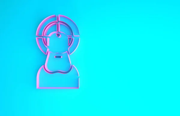 Icono de Jesucristo rosa aislado sobre fondo azul. Concepto minimalista. 3D ilustración 3D render — Foto de Stock