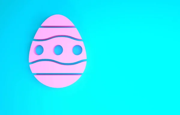 Символ розового пасхального яйца выделен на синем фоне. Счастливой Пасхи. Концепция минимализма. 3D-рендеринг — стоковое фото