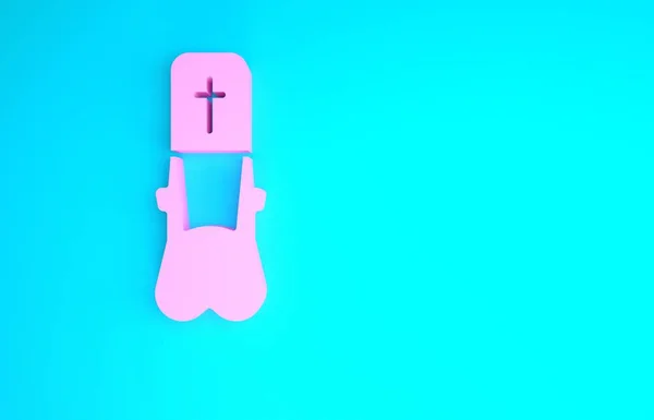 Εικόνα Pink Priest απομονωμένη σε μπλε φόντο. Μινιμαλιστική έννοια. 3d απεικόνιση 3D καθιστούν — Φωτογραφία Αρχείου