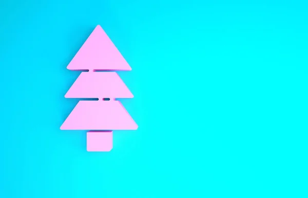 Ícone de árvore rosa isolado no fundo azul. Símbolo florestal. Conceito de minimalismo. 3D ilustração 3D render — Fotografia de Stock