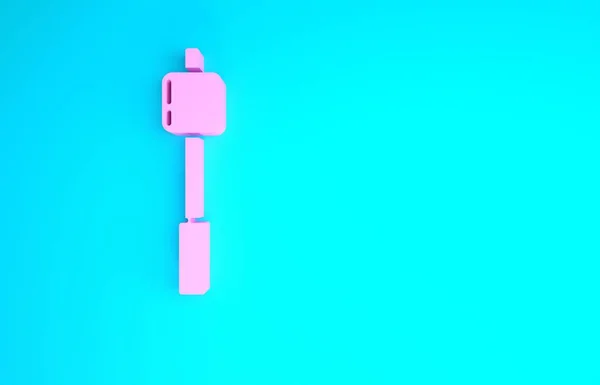 Rosa Marshmallow auf Stick-Symbol isoliert auf blauem Hintergrund. Minimalismus-Konzept. 3D Illustration 3D Renderer — Stockfoto