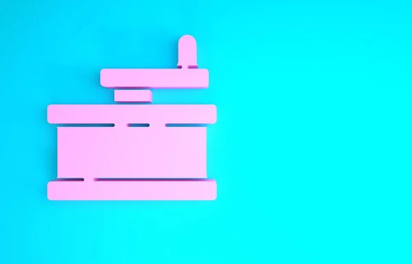 Icona smerigliatrice manuale rosa isolata su sfondo blu. Concetto minimalista. Illustrazione 3d rendering 3D — Foto Stock