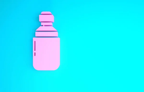 Rose Médical marijuana ou feuille de cannabis goutte d'huile d'olive icône isolée sur fond bleu. Extrait de cannabis. Symbole de chanvre. Concept de minimalisme. Illustration 3D rendu 3D — Photo