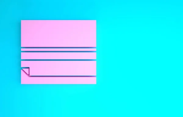 Pink Rolling paper icon isolated on blue background. Minimalism concept. 3d illustration 3D render