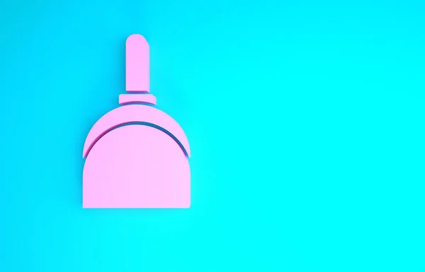 青の背景にピンクのダッパンのアイコンが隔離されています。クリーニングスクープサービス。最小限の概念。3Dイラスト3Dレンダリング — ストック写真
