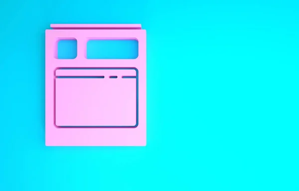 Cocina rosa lavavajillas icono de la máquina aislado sobre fondo azul. Concepto minimalista. 3D ilustración 3D render — Foto de Stock