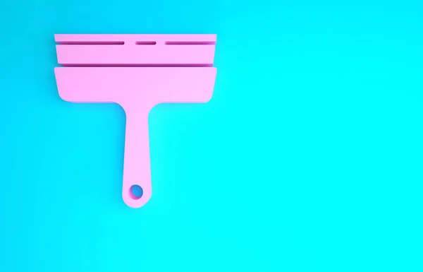 粉红色清洗服务与橡胶清洁剂为窗户图标隔离在蓝色背景.刮胡刀刮胡刀刮胡刀最低纲领的概念。3D渲染3D插图 — 图库照片