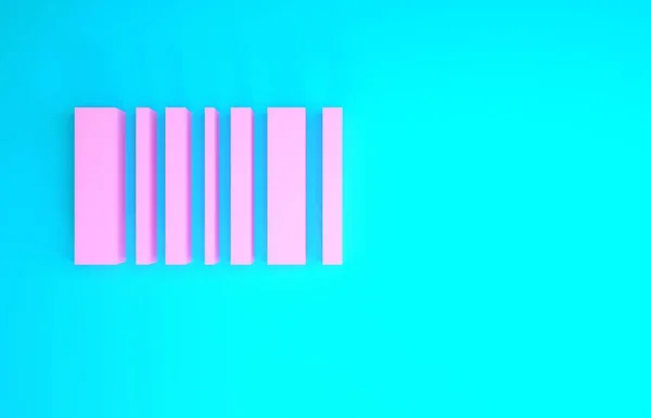 Pink Barcode icon isolated on blue background. Minimalism concept. 3d illustration 3D render — Stock Photo, Image