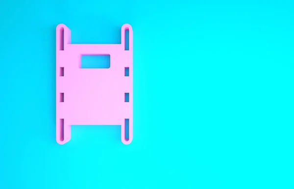 Піктограма рожевого стретчера ізольована на синьому фоні. Пацієнтська лікарня медичний ноша. Концепція мінімалізму. 3D ілюстрація 3D рендеринга — стокове фото