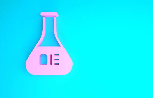 Pink Test tube and flask chemical laboratory test icon isolated on blue background. Laboratory glassware sign. Minimalism concept. 3d illustration 3D render — Stock Photo, Image
