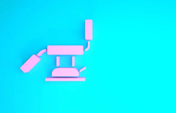 분홍색 치과 의자 아이콘은 파란색 배경에 분리되어 있습니다. 치과 의자. 미니멀리즘의 개념입니다. 3d 삽화 3D 렌더링 — 스톡 사진