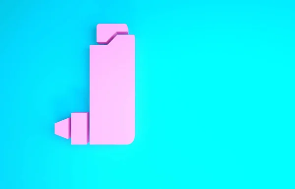 Pinkfarbenes Inhalator-Symbol auf blauem Hintergrund. Atemluft gegen Husten, Inhalation, Allergiker. Minimalismus-Konzept. 3D Illustration 3D Renderer — Stockfoto