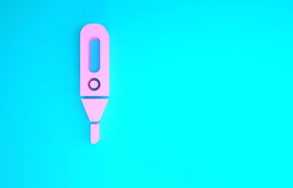 Termómetro digital Pink Medical para icono de examen médico aislado sobre fondo azul. Concepto minimalista. 3D ilustración 3D render —  Fotos de Stock