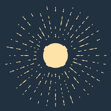 Mavi arkaplanda bej ay simgesi izole edildi. Soyut çember rastgele noktalar. Vektör İllüstrasyonu