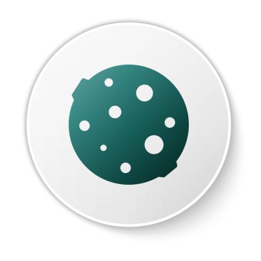 Yeşil Ay simgesi beyaz arkaplanda izole edildi. Beyaz daire düğmesi. Vektör İllüstrasyonu