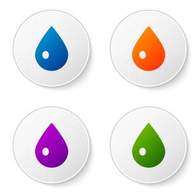 Renkli Su Damlası simgesi beyaz arkaplanda izole edildi. Simgeleri daire düğmelerine ayır. Vektör İllüstrasyonu