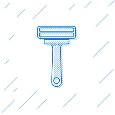 Mavi çizgili tıraş makinesi simgesi beyaz arkaplanda izole edildi. Vektör İllüstrasyonu