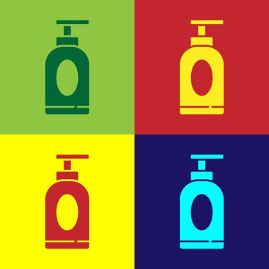 Pop sanat kremi ya da losyon kozmetik tüp ikonu renkli arka planda izole edilmiş. Erkekler için vücut bakım ürünleri. Vektör İllüstrasyonu