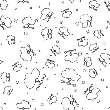 Siyah çizgi ağ bulut bağlantı simgesi beyaz arkaplanda izole edilmiş pürüzsüz desen. Sosyal teknoloji. Bulut hesaplama konsepti. Vektör İllüstrasyonu