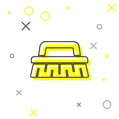 Temizlik simgesi için gri çizgi fırçası beyaz arkaplanda izole edildi. Temizlik hizmeti konsepti. Vektör İllüstrasyonu