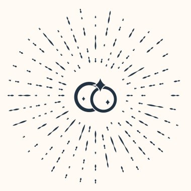 Gri bulaşık ikonu bej arka planda izole edilmiş. Bulaşık yıkama ikonu. Bulaşık makinesi tabelası. Masa takımı tabelası temiz. Soyut çember rastgele noktalar. Vektör İllüstrasyonu