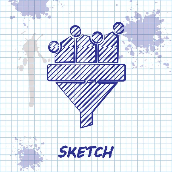 Sketch Line Imbuto Vendita Con Grafico Marketing Start Icona Business — Vettoriale Stock