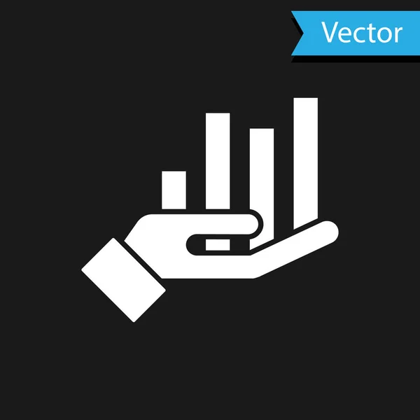 Bílý Koláčový Graf Infografická Ikona Izolované Černém Pozadí Značka Diagramu — Stockový vektor