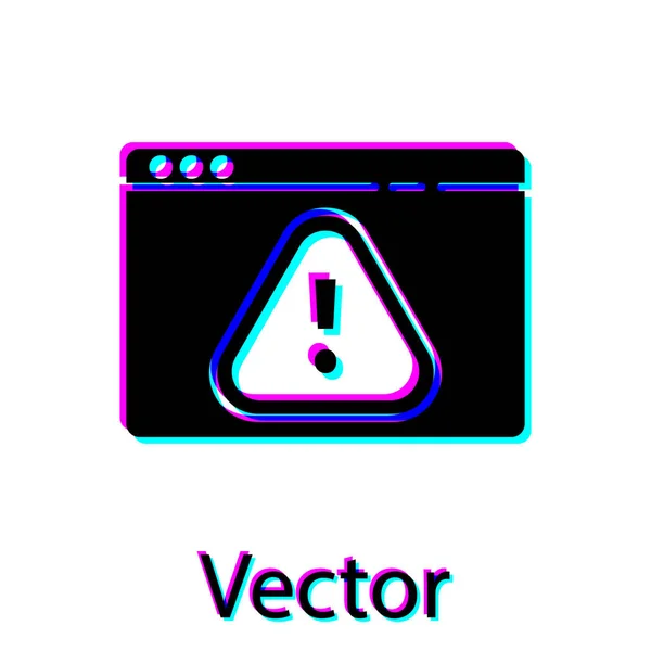 Black Browser Vykřičníkem Ikona Izolované Bílém Pozadí Upozornění Smartphone Vektorová — Stockový vektor