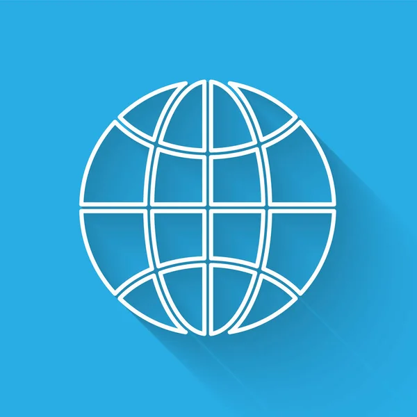 Біла Лінія Всесвітня Ікона Ізольована Довгою Тінь Шпилька Глобусі Векторна — стоковий вектор