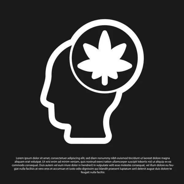 Black Male Head Profile Marijuana Cannabis Leaf Icon Isolated Black — Stock Vector