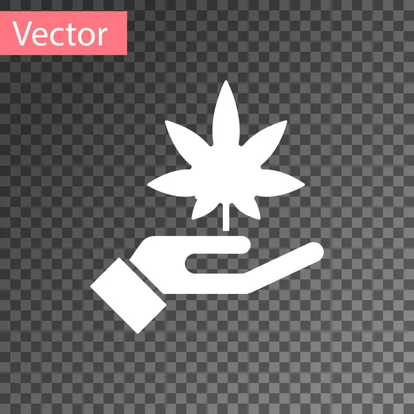 Icône Blanche Marijuana Médicale Feuille Cannabis Isolée Sur Fond Transparent — Image vectorielle