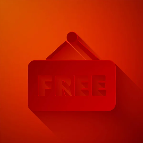 Paper Cut Price Tag Inscription Free Icon Isolated Red Background — Stock Vector