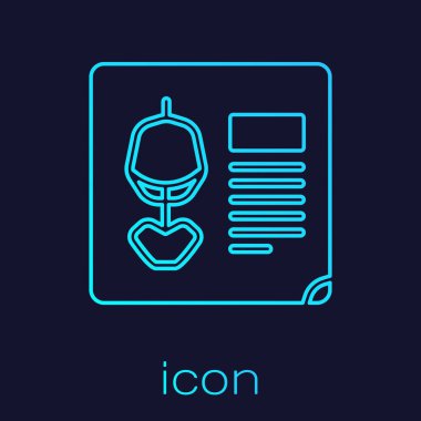 Turkuaz hat X-ray çekim simgesi mavi arkaplanda izole edildi. Vektör İllüstrasyonu