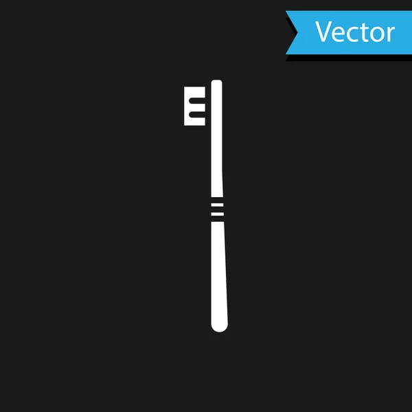 Ícone Escova Dentes Branca Isolado Fundo Preto Ilustração Vetorial — Vetor de Stock