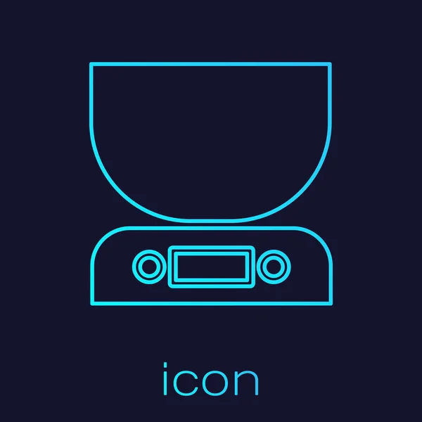 Turquoise Line Electronic Scales Icon Isolated Blue Background Weight Measure — Stock vektor