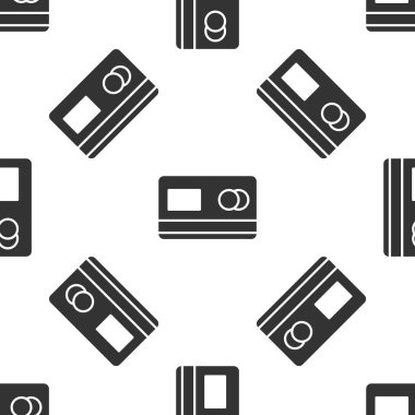 Gri kredi kartı simgesi, beyaz arka planda kusursuz desen izole etti. Çevrimiçi ödeme. Nakit çekilmesi. Finansal operasyonlar. Alışveriş tabelası. Vektör İllüstrasyonu