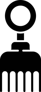 Beyaz arkaplanda siyah saç fırçası simgesi izole edildi. Taraklı saç işareti. Berber sembolü. Vektör İllüstrasyonu