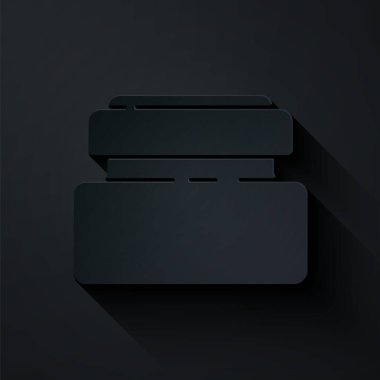 Kağıt kesiği kremi ya da losyon kozmetik tüp simgesi siyah arka planda izole edilmiş. Erkekler için vücut bakım ürünleri. Kağıt sanatı tarzı. Vektör İllüstrasyonu