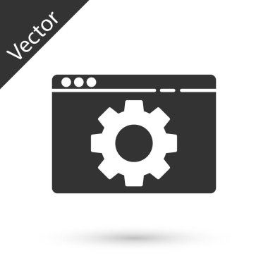 Gri Tarayıcı ayarı simgesi beyaz arkaplanda izole edildi. Ayarlama, servis, bakım, onarım, onarım. Vektör İllüstrasyonu