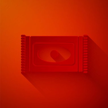 Kağıt kesiği Geleneksel halı kültürü Ramazan Arap kutlama ikonu kırmızı arka planda izole. Kağıt sanatı tarzı. Vektör İllüstrasyonu