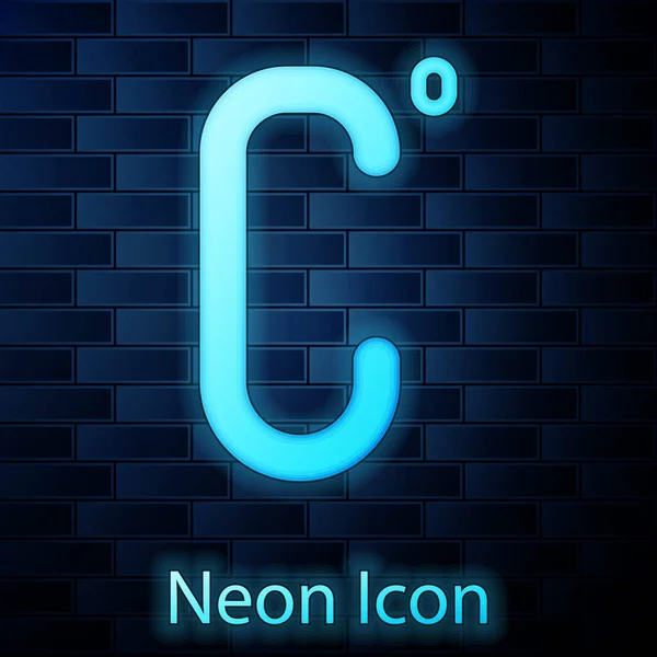 Gloeiende Neon Celsius Icoon Geïsoleerd Bakstenen Muur Achtergrond Vector Illustratie — Stockvector