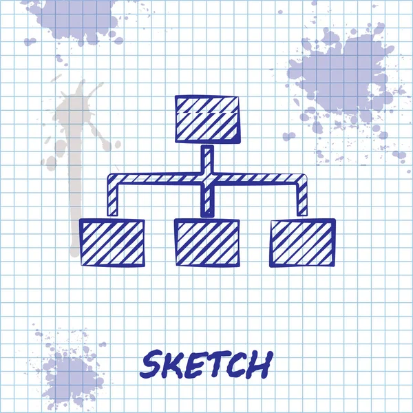 Ligne Croquis Organigramme Hiérarchie Des Affaires Icône Infographie Isolé Sur — Image vectorielle