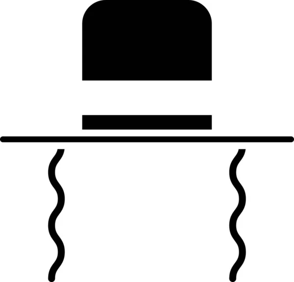 白い背景に隔離されたサイドロックアイコンを持つ黒い正統派のユダヤ人の帽子 伝統的な服を着たユダヤ人男性ユダヤ教のシンボル ベクトルイラストレーション — ストックベクタ