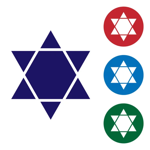 Ícone Estrela Azul David Isolado Fundo Branco Símbolo Religioso Judeu —  Vetores de Stock