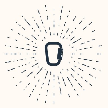 Gri Karabina simgesi bej arka planda izole edildi. Olağanüstü bir spor. Spor malzemeleri. Soyut çember rastgele noktalar. Vektör İllüstrasyonu