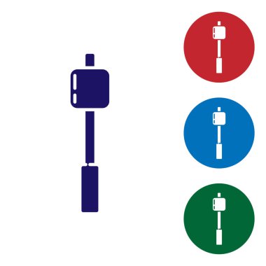 Çubuk simgesinde mavi lokum beyaz arkaplanda izole edilmiş. Renkli kare düğmelerle simgeleri ayarla. Vektör İllüstrasyonu